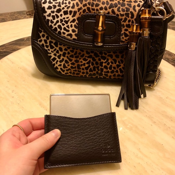 Auth New Gucci Square Mirror with Leather Case (Card Holder) - Picture 7 of 10